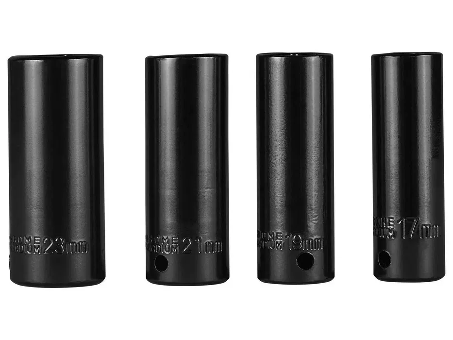 The four impact sockets: 17, 19, 21 and 23 mm